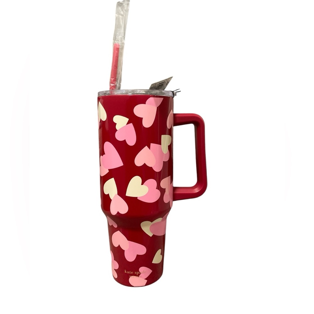 NWT Kate Spade Red With Hearts 40oz Tumbler
